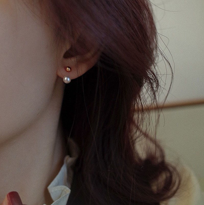 Rose Gold Vermeil Pearl Ear Jacket Earrings, Freshwater Pearl Ear Jacket Earring, Champagne Gold Pearl Earrings, Perfect Gift for her, GE278