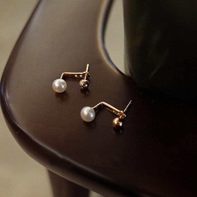 Rose Gold Vermeil Pearl Ear Jacket Earrings, Freshwater Pearl Ear Jacket Earring, Champagne Gold Pearl Earrings, Perfect Gift for her, GE278