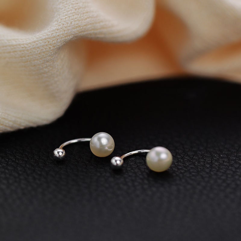 20G Gold Fresh Water Pearl Screw Back Earrings, Tiny Pearl Earrings, Helix Earring, Minimalist Silver Pearl Earring, Gift for her, GE291