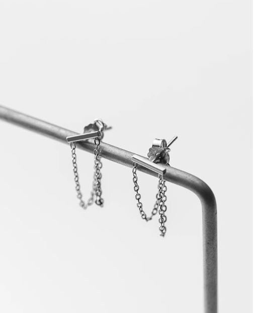 925 Silver Threader Earrings, Silver Tassel Earrings, Double Chain Threader Earrings, Chain Earring, Minimalist Earrings, Gift for her GE286