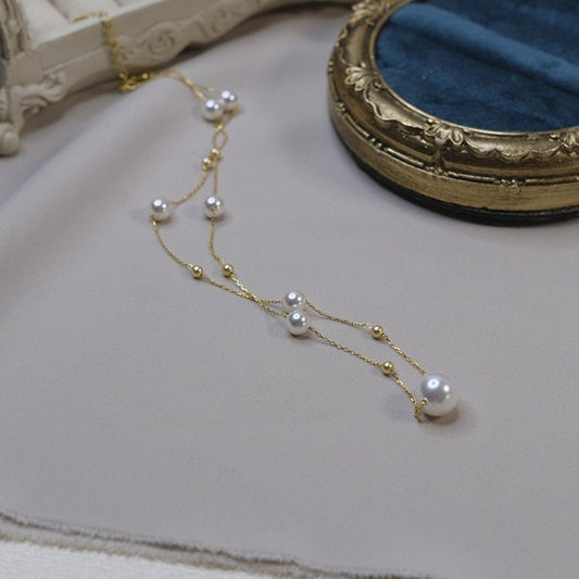 Pearl choker necklace gold​ | Gold pearl choker necklace​