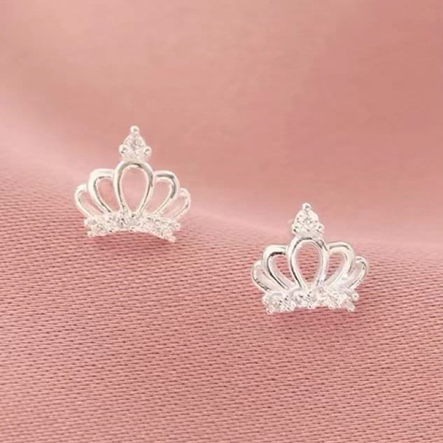 925 Silver CZ Crown Stud Earrings, Silver Crown Earrings, Tiny Crown Earring, Helix Earrings, Minimalist Earring, Perfect Gift for her GE292