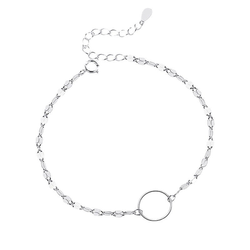 925 Silver Circle Bracelet, Circle Sparkly Chain Bracelet, Mirror Chain Bracelet, Geometry Bracelet, Minimalist Bracelet, Gift for Her, GB13