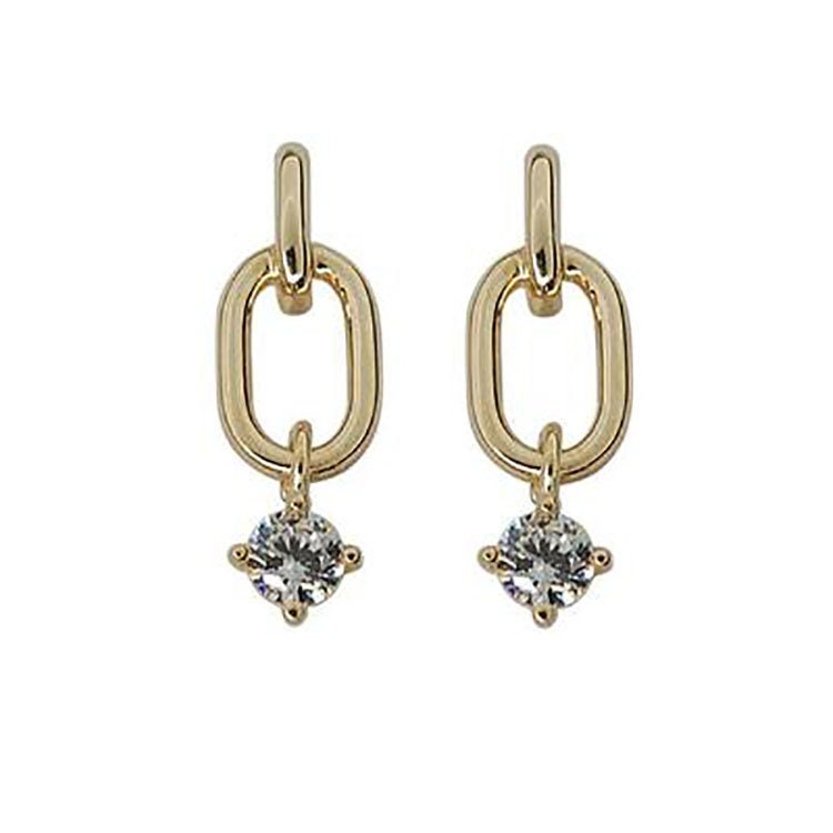 Gold CZ Rectangle Earrings, Small Rectangle CZ Drop Earring, CZ Drop Earrings, Minimalist Geometry Earrings, Gift for her, GE302