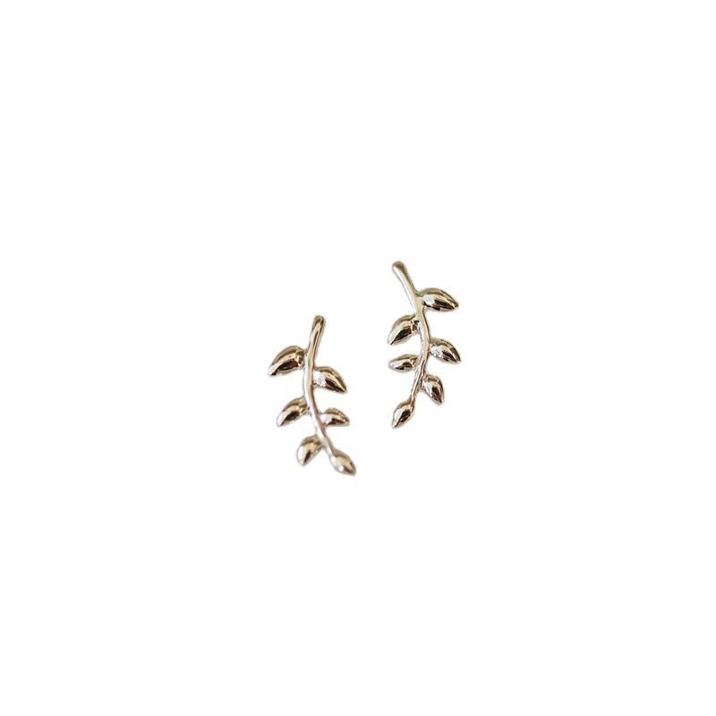 9k Solid Gold Leaf Earrings, 9k Gold Branch Earrings, Solid Gold Minimalist Leaves Earring, Timeless dainty solid gold earring, Gift for her